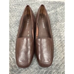 Enzo Angiolini Liberty Brown Leather Loafers Square Toe Flats Mens 6N